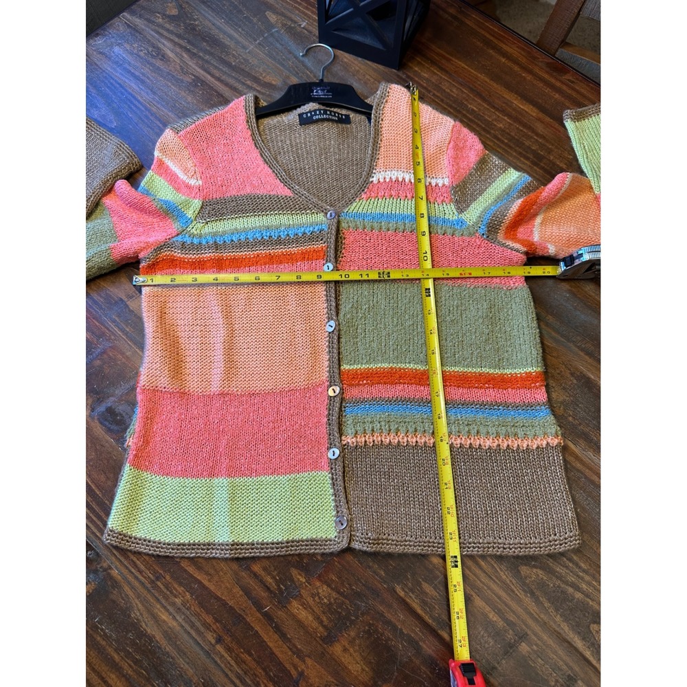Crazy Horse Collection Colorful Cardigan Sweater Striped Colorblock Woman's Med. - Picture 6 of 10